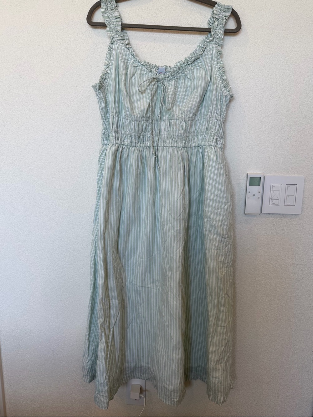 Old Navy Women’s Green Stripe Midi Dress - Ruffle and Bow Details
